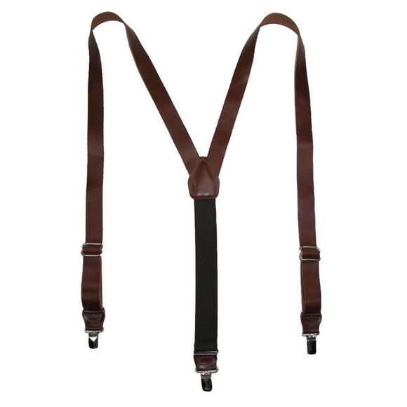 CTM Men's Coated Leather Clip-End 1 Inch Suspenders - Picture 1 of 1